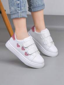 Zapatillas de lona con diseño de , ligeras y con forma de corazón lindas para estudiantes - Blanco - Ver 4