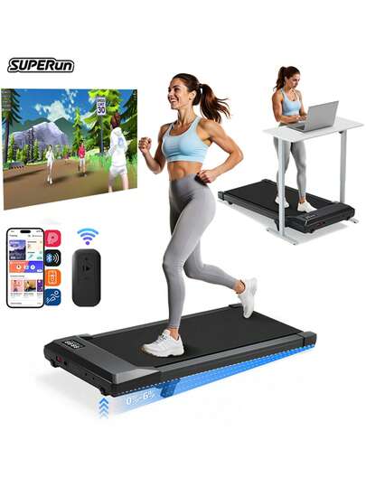Foldable 6% Slope Under Desk Treadmills 2.5 HP Quiet Walking Pad Portable Remote Control LED Display 300LBS Exercise Walkingpad