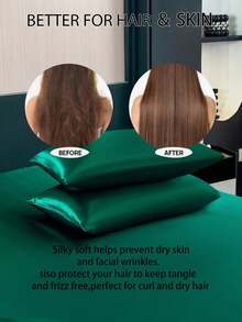 2pcs/Set Green Premium Silky Satin Envelope Pillowcases Set, Soft Breatheable Wrink-Free Better For Hair Skin Sleep, Pillow Covers Without Filling Luxurious And Silky Smooth, Ultra Soft And Breathable, No Filler, Machine Washable ,Good Gifts For Friend And Trip  Cooling Pillow Covers With Envelope Closure, Luxury Bed Pillow Cover, Ultra Soft Hotel Pillow Protector, Fit For Standard Queen King Twin - Green - View 4