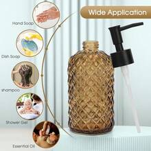 Topsky Gem Glass Soap Dispenser With Black Plastic Pump, 13oz Liquid Hand Soap Dispenser, Rustproof Pump For Kitchen & Bathroom, Great For Lotions, Essential Oil, Liquid Soaps-Amber - 寶石琥珀 - 查看 7