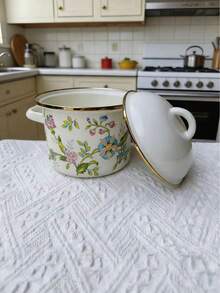 1pc Multi-Color Enamel Ceramic Pot, Soup Pot, Frying Pan, Stew Pot, Noodle Pot, Hot Pot, Seasoning Jar With Lid, Tea Canister, Large Storage Jar, Tea Jar, Cereal & Nut Jar, Oil Jar, Enamel Stew Pot With Lid, Steamer Bowl, Soup Bowl, Ramen Bowl, Lard Bowl, Condiment Cup