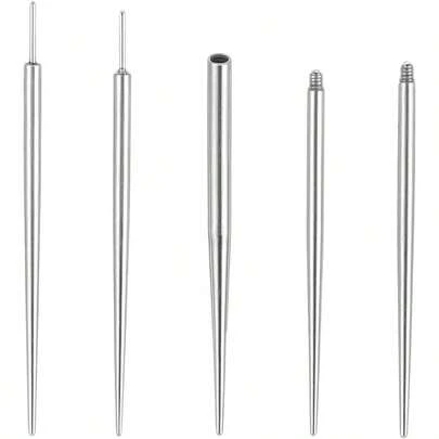 5Pcs 16G 18G Piercing Taper Stainless Steel Flat Back Earring Insertion/Internal Thread/External Thread Piercing Threader Ear Nose Navel Nipple Lip Eyebrow Tongue