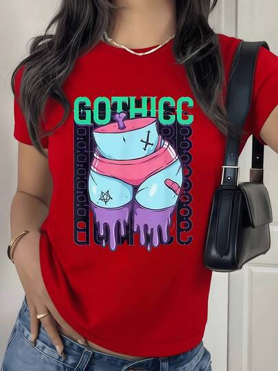 Figura artística colorida con elementos de fantasía y símbolos contemporáneos que transmiten actitud urbana camiseta de mujer 100% algodón 220g