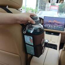 Stylish Faux Leather Car Seat Organizer With Water Bottle Holder, Glasses Holder, And Card Holder - Suitable For Most Car Models | Easy Access, Organized Storage | Ideal Gift For Car Enthusiasts - A - View 3
