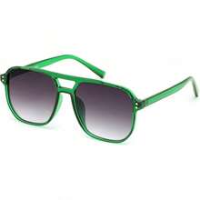 cuadrado gafas de sol para mujeres hombres vintage de moda marco de lentes de sol - 022 Montura verde transparente / lentes gris degradado - Ver 4