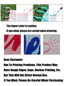 时尚防水PVC沙滩包，彩色字母印花 - A4尺寸，透明化妆包，尼龙拉链，游泳、潜水和夏季度假的理想之选 - 轻便，男女老少皆宜，沙滩包配件，旅行必备，旅行好物，假日必备，假日旅行包，化妆间装饰 - 彩色 - 查看 11