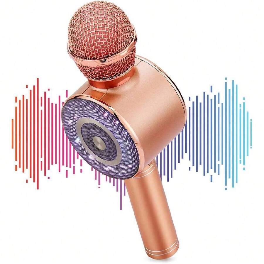 Micrófono de Karaoke Inalámbrico, 4 en 1Micrófono Bluetooth con Altavoz y LED, Portátil con Función Selfie y Eco,Grabadora Reproductor KTV Casero para Niños Adultos Compatible con Android/iOS Teléfono,37645913 - Tipo de Enchufe A Japonés (100V) - Ver 1