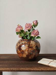 1 pieza Jarrón cerámico de estilo artístico de pintura al óleo retro chino, jarrón de flores de alta gama hecho a mano, maceta cerámica para flores artificiales e hidropónicas para decoración de sala de estar, jarrón cerámico vintage y antiguo, jarrón decorativo para arreglos florales en el hogar/cafetería, estilo rústico y de granja, a prueba de fugas, multiusos - Multicolor - Ver 10