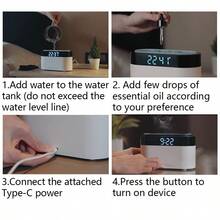 1pc 150ml 7 Colors Lighting Flame Ultrasonic Aroma Diffuser With Digital Clock, Remote Control, Aromatherapy Diffuser Machine, Portable USB Essential Oil Desktop Diffuser Air Humidifier, Ideal For Home & Office Decor