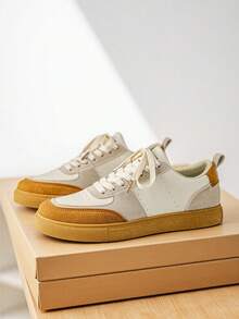 2026 Men's New Casual Sports Shoes, Skateboard Shoes, Shoes, Training Shoes, Korean Fashion , Extra Large Size 39-50, Breathable & Comfortable Sports Shoes, Thick Sole Sports Shoes - Apricot - View 5