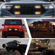 1pc Amber White Light 6 LED Car Truck Emergency Beacon Warning Hazard Flashing Strobe Light, 12V-24V, Suitable For Work Vehicles, Automobiles