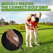 RUNJIG Golf Grip Trainer, Golf Training Aid, Portable To The Practice Area, Grip Trainer Helps Train Correct Hand Position, Golf Accessory Improves Swing Rhythm - 黑色 - 查看 6