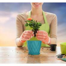 Inch Plant Pots 5 Pack, Flower Planters With Drainage Holes And Trays, Plastic Pots Indoor Outdoor Plants, White - Blue-green + 5inch - View 2