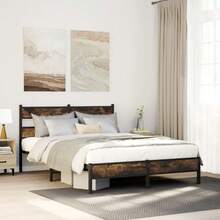 vidaXL Cadre de lit sans matelas chêne fumé 100x200 cm bois ingénierie - Castano - Visualizzare 2