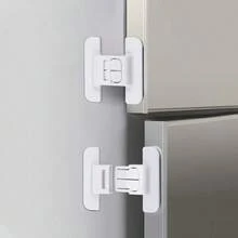 White Multi-Purpose Security Box Accessories - Anti-Opening Locks, Door Locks, Window Locks, Adhesive Drawer Locks, Fridge Door Locks, Closers, Cabinet Locks, Water Dispenser Locks, Safety Buckles, No Drilling Required, Self-Adhesive Anti-Pinch, Double Buckle Design Anti-Opening - White - View 3