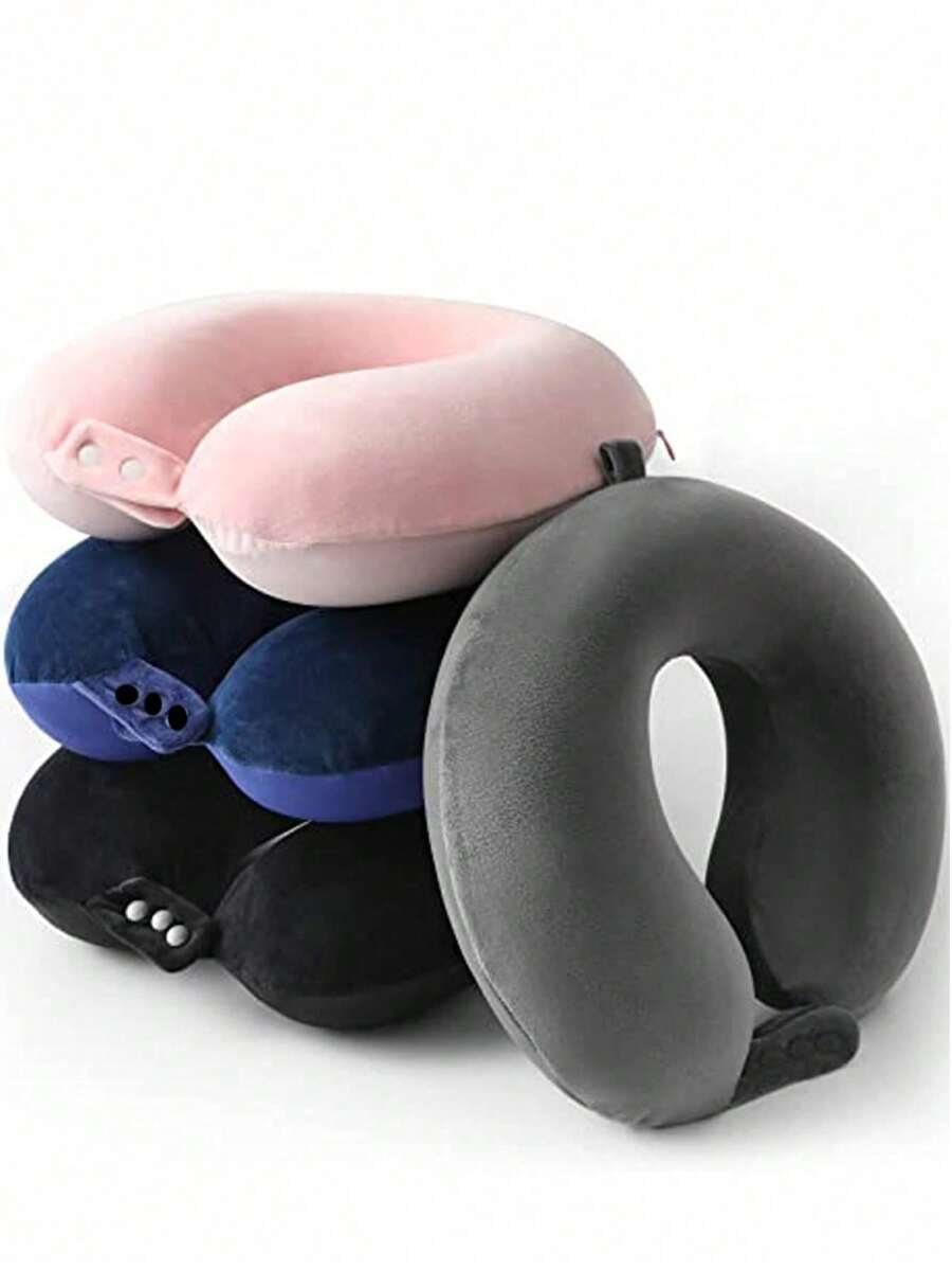 2pcs U-Shaped Memory Foam Neck Pillow, Portable Home/Travel Cervical Pillow, Office Nap Pillow, Camping Pillow, Travel Pillow, Compact & Comfortable, Ergonomic Inflatable Pillow For Camping And Hiking To Support Neck And Waist, Unisex, Multiple Colors Available - Multicolor - View 1