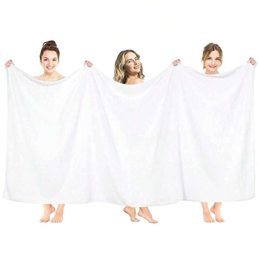 American Soft Linen Oversized Bath Sheet 40x80 Extra Large For Bathroom, 600 GSM 1OO% Cotton Turkish Jumbo Bathsheet Towels For Adults, White Bath Sheet - 亮白 - 查看 1