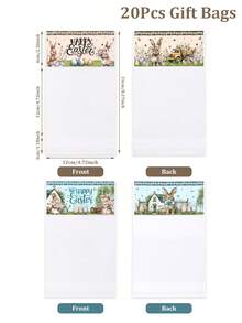 50个复活节兔子塑料礼品袋,复活节快乐透明玻璃纸糖果袋,兔子和复活节彩蛋图案糖果袋,带装饰性封口,适用于复活节派对用品、礼品包装袋、复活节家居装饰、复活节礼品包装用品、复活节彩蛋寻宝派对用品、复活节礼物、复活节派对小礼物 - 彩色 - 查看 12