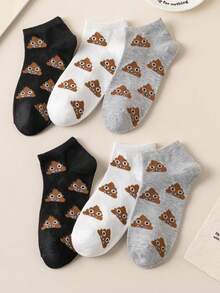 3/6 Pairs Cute Funny Poop Casual Socks, Hip-Hop Style - Multicolor - View 3