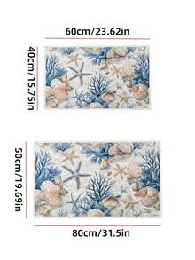 1 Stück Ozean Küsten Badezimmermatte, rutschfeste vertikale Matte, modische Waschküchen-/Badezimmermatte, waschbare süße Duschvorlage, Wohndekoration, Heimessential, maritimer Vintage-Seestern-Muscheldekor - Verschiedenfarbig - Übersicht 5