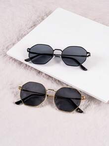 女士时尚眼镜 - 多邊黑灰色 - 查看 1