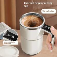 Taza con control de temperatura digital y agitación automática, taza de café con agitación magnética automática y pantalla de temperatura, botella de agua para viajes, apta para polvo de proteínas, leche, chocolate, moca y otras bebidas - Multicolor - Ver 11