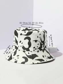 女士黑白奶牛纹渔夫帽，舒适透气，可折叠遮阳帽，适合春夏佩戴，百搭实用，适合日常、通勤、休闲和旅行，时尚女帽。