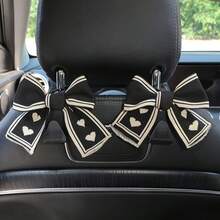 2pcs Premium Car Seat Back Hooks With Heart Bow Design For Rear Seats