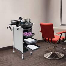 SanBouSi Salon Trolley 6-Tier Drawer-Type Multi-Functional Salon Trolley Hairdressing Shelf With Wheels - White and Black - View 1