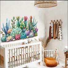 Tropical Mexican Succulents Cactus Wall Stickers Cacti And Aloe Desert Plants Wall Decals For Kitchen Bedroom Playroom Wall Decor - Multicolor - View 5
