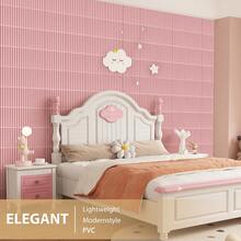 3D Wall Panel For Interior Wall Decoration, Water- And Oil-Resistant, PVC, Geometric Textured Wall Panel For Living Rooms, Halls, Bedrooms, Hotels, Offices, Black/White, 30 Cm X 30 Cm (Incl. Roll Of Wall Tape) - 粉紅色小橫條 - 查看 5