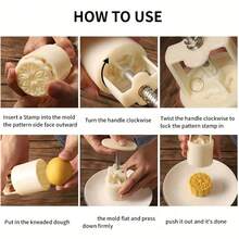 4 件套复古经典三明治饼干模具 - DIY 情人节巧克力、果酱和奶酪饼干，心形和花卉图案，烘焙必备 | 花卉图案 | 烘焙模具 - 白色 - 查看 7