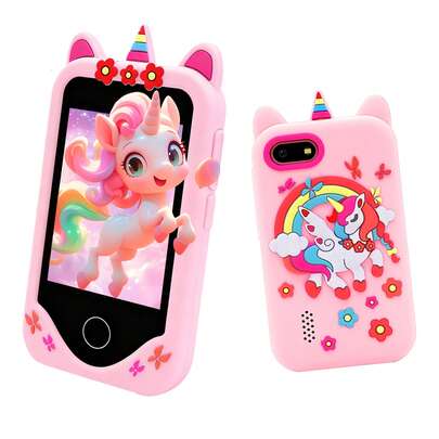 3-12 Years Old Kids Educational Toy Phone, 2.8 Inch Screen, Little Red Flower Design, With Music, Letters, Video Game Recording Functions, Suitable For Children Birthday Party, Birthday Gift For 3-12 Years Old Kids