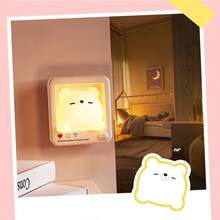 Đèn ngủ thông minh cảm biến chuyển động cơ thể người, kiểu dáng hoạt hình, sạc USB, ánh sáng trắng ấm, đèn tường nam châm hút, đèn ngủ LED tạo không gian ấm cúng cho phòng ngủ, đèn cảm biến chuyển động, quà tặng sinh nhật Giáng sinh. - ánh sáng trắng ấm áp - Xem 5