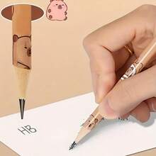 30pcs Wooden Pencils With Erasers, Capybara Design, Illustrator's Accounting Essential Tool, Suitable For Office, Drawing, Accounting, And Daily Gifts. High-Quality Wooden Cartoon Round HB Pencils With Cute Capybara Pattern: Sturdy Lead, Thick Barrel, With Eraser. Suitable For Writing, Sketching, Drawing, Student Stationery, Office Supplies! (White Eraser May Show Dirt, Which Is Normal) - Multicolor - View 8