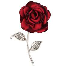 Ghim cài áo hình hoa hồng bằng vải thanh lịch, thích hợp cho mặc hàng ngày, đám cưới, tiệc tùng, liên hoan, trang phục công sở, quà tặng Ngày Valentine, Ngày của Mẹ. - Đỏ - Xem 2