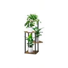 6 Tier Wood Tall Plant Stand Metal Rack Indoor, Multiple Flower Pot Holder Shelves Corner Rack, Planter Shelf Display Rack Storage Organizer Patio Living Room Balcony GardenWhite Oak - 4 級,黑色 - 查看 1