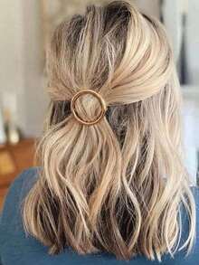 1pc Elegant Round Zinc Alloy Hair Clip.Selection Of High-Quality Zinc Alloy Material, Fine Polishing And Grinding, Texture Delicate And Shiny, Wear-Resistant And Corrosion-Resistant, Long-Term Use Is Still As New. Rounded Ring Design, Smooth And Soft Lines, Not Pulling Hair, Not Pressure Scalp, Both Elegant Style And Comfortable To Wear. A Variety Of Fresh Colors To Choose From, Easy To Adapt To Daily Commuting, Dating And Other Scenarios, Easy To Fix The Hairstyle, Add Exquisite Details To The Modeling, Is To Enhance The Sense Of Atmosphere Of The Practical Accessories. - 金色 - 查看 1