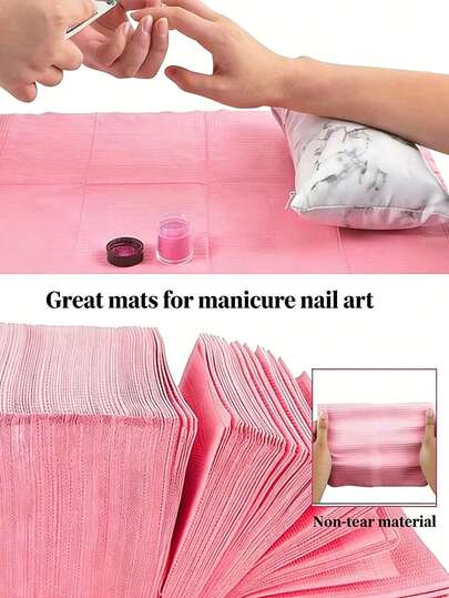 5/25/50pcs Disposable Nail Pad - Foldable Acrylic Practice Paper, 3-Layer Waterproof Cleaning Mat, Suitable For Salon And Home Use, Odorless Paper Towel, For Nail Art And Manicure, Nail Art Supplies | Foldable Nail Pad | Waterproof Mat