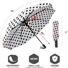 Windproof Travel Compact Umbrella-Automatic Umbrellas For Rain- Small Portable Windproof Umbrellas For Men Women Teenage. (White Polka Dots),42Inch-1Pack,WhitePolkaDots - 白色波點 - 查看 4