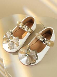 Girls' Flat Bow Tie Casual Princess Shoes, Comfortable & Versatile - White - View 2