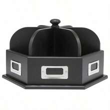 Studio Designs 12166 Organizador de madera para escritorio tipo carrusel en color negro - Multicolor - Ver 1