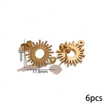 6-Piece Set Of 304 Stainless Steel 18K Gold-Plated Round Embossed Devil's Eye Polished Stud Earring Findings Women's Stainless Steel Jewelry Stud Earrings DIY Jewelry Accessories Stud Earrings