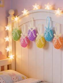 10个装 - 复活节闪光彩蛋装饰品，复活节彩蛋，彩色金属丝复活节彩蛋装饰，弹簧泡沫彩蛋挂饰，适用于复活节树、家庭聚会、DIY手工、篮子DIY、复活节派对礼物、桌面装饰 - 彩色 - 查看 7