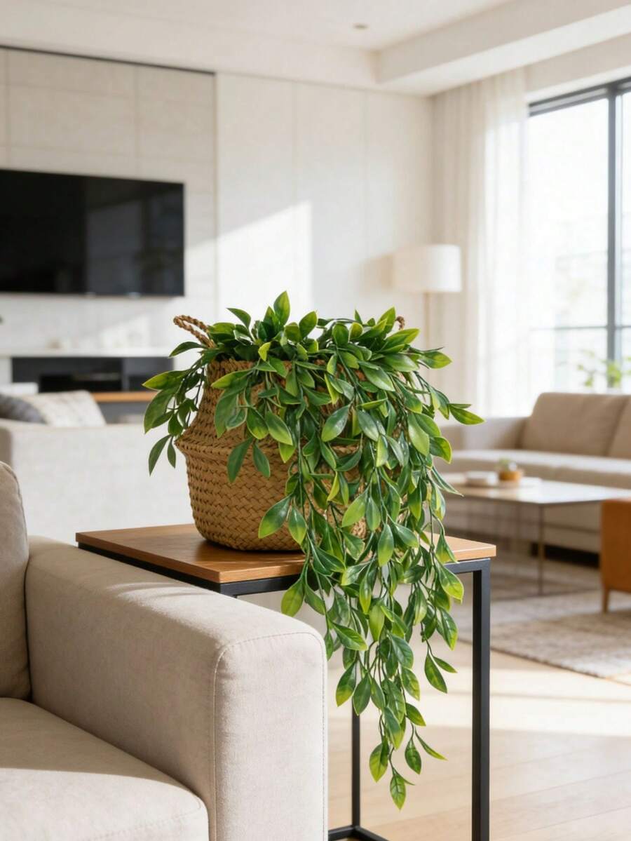 1 buc plante verzi artificiale suspendate de 30,31 inch, iarbă fildeș, decorare cu plante artificiale, plante verzi suspendate false, plante simulate, potrivite pentru decorarea camerei de acasă, decorare pentru rafturi interioare, decorare pentru grădină de perete exterioară, decorare pentru cadru de masă de terasă - Verde - Vizualizare 1