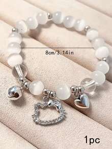 1条动漫卡通Y2K风格串珠弹力手链，心形吊坠，可爱卡通手链，生日庆祝配饰，斋月，返校季，情人节礼物，最佳选择