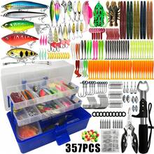 336/357件套钓鱼饵料套装，带工具盒，包括饵料投放器、钳子、软饵、硬饵、鱼钩，适用于淡水和海水。 - 黑色 - 查看 2