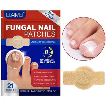 21pcs/Box Fungal Nail Patches, Nail Health Care Patches, Nail Fungus Care Patches, Suitable For Solving Fungal Nails And Other Nail Problems, Nail Supplies, Daily Care Nails Kit Set
