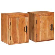 vidaXL Mesa de cabecera 2 unidades marrón madera de acacia macizo - Marrón - Ver 2