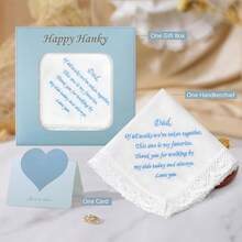 Wedding Handkerchiefs Something Blue For Bride, Mother Of The Bride Gifts Embroidered Lace Keepsake Bridal Hankies - 新娘的父親 - 查看 5